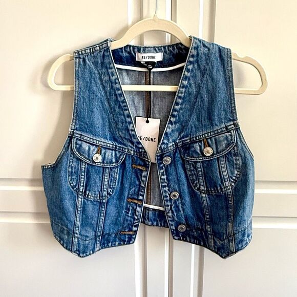 NWT RE/DONE Micro Trucker Cotton denim Vest. Size L - Picture 5 of 10